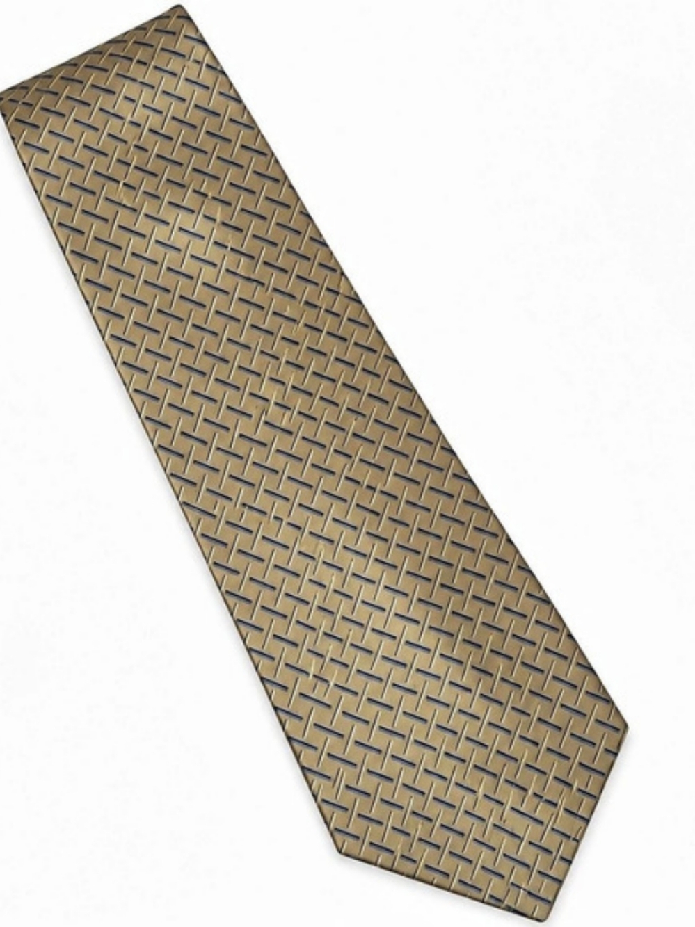 Bill Blass Geometric Pattern Tie in Tan & Blue Like New